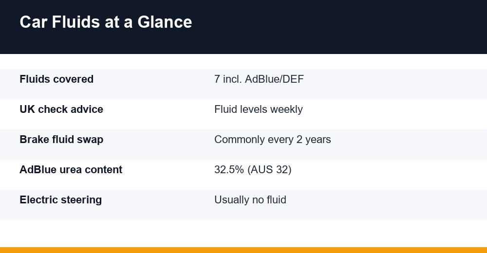 essential car fluids explained — infographic
