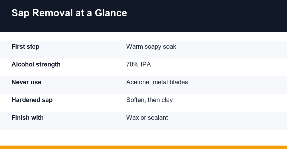 remove tree sap from car paint — infographic